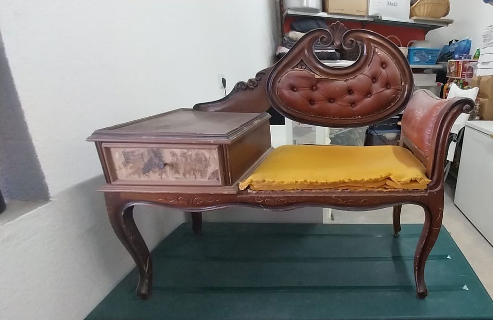 Namoradeira mesa de telefone madeira para restaurar