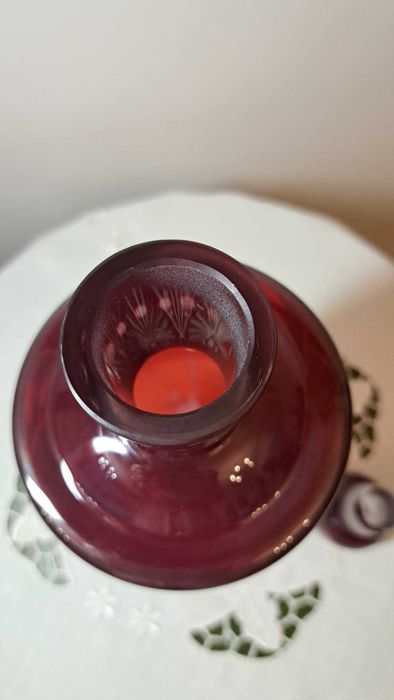 Rubinowa Kryształowa Karafka  plus  4 kieliszki