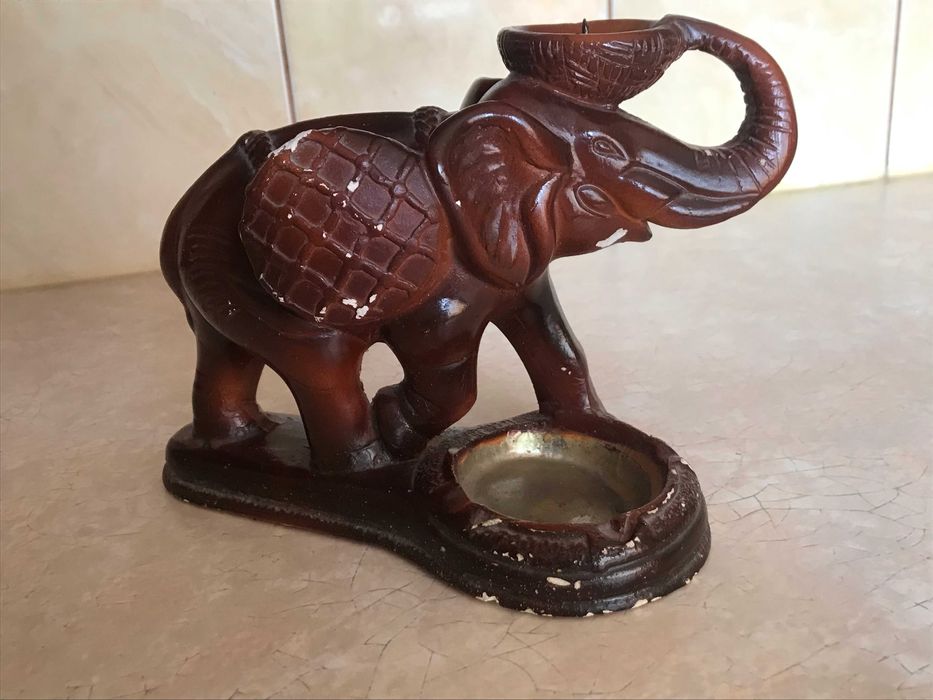 Świecznik/popielniczka ceramiczny słoń vintage