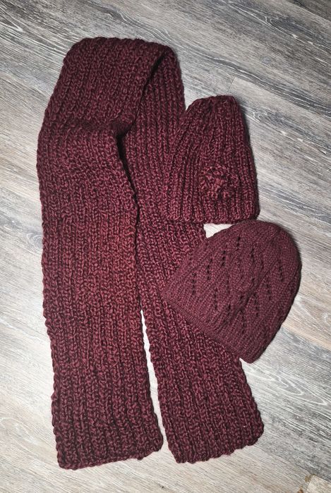 Buregundowy zestaw zimowy 3 cz