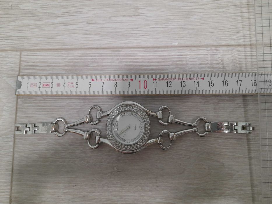 Damski zegarek z kryształkami elegancki bransoletka bez niklu srebrny