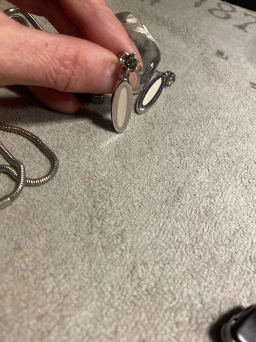 Длинная цепь с кулоном и серьги, Сваровски