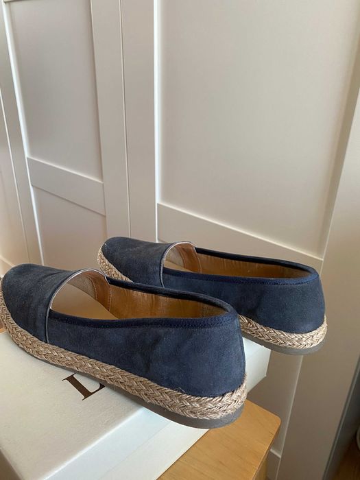 Granatowe zamszowe espadryle