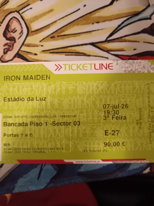 Bilhete iron maiden