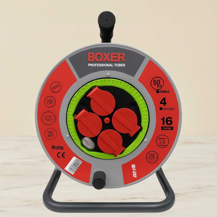 Przedłużacz bębnowy 50 m 3×2,5 mm na bębnie metalowym 4 gniazd Solidny