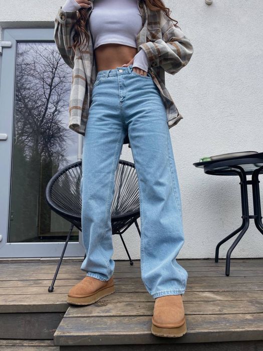 Блакитні джинси труби палаццо