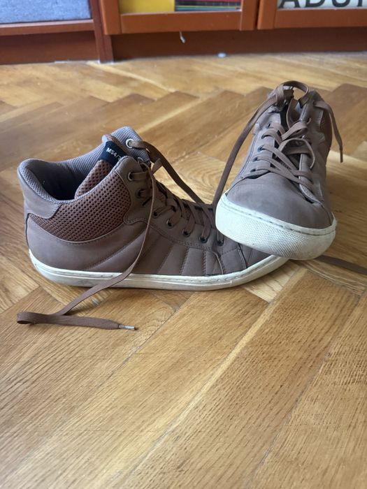 Męskie wysokie sneakersy trampki brązowe roz. 43