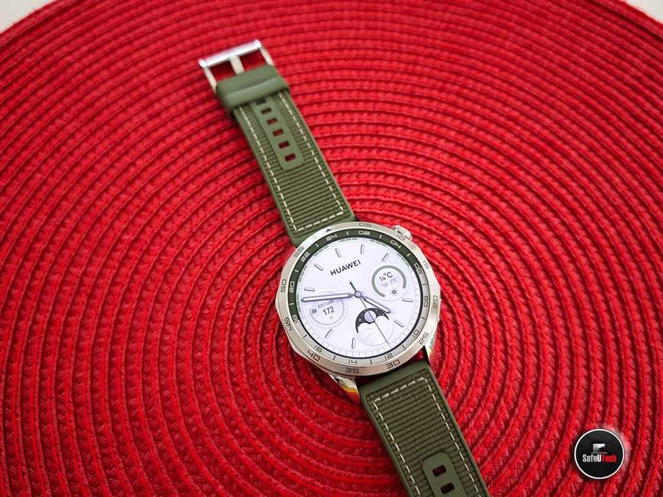 MEGA ZADBANY Huawei Watch GT4 Green 46mm srebrny z zielonym paskiem GW. 02.2027