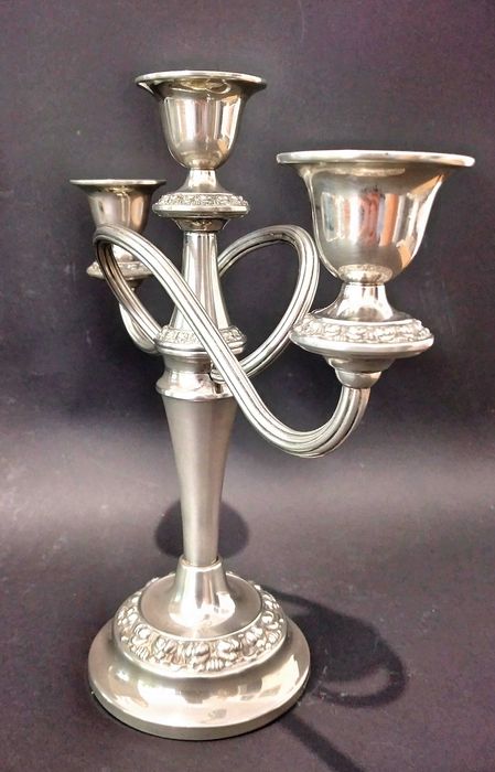 Świecznik plater 3-ramienny angielski sygnowany