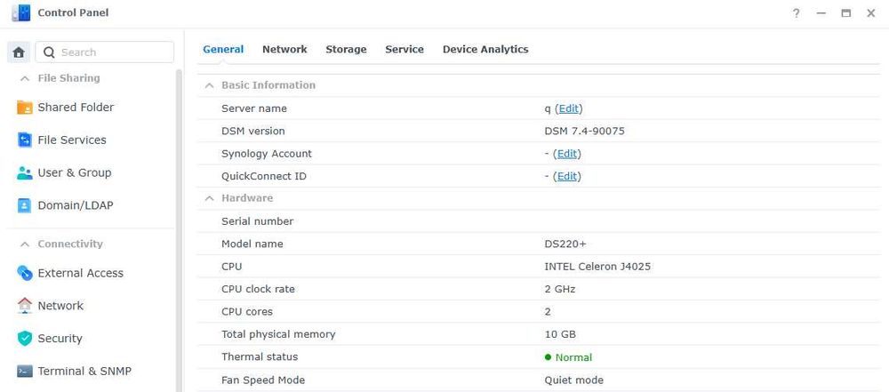 Synology DS220+ 10GB RAM (DualCore CPU, Docker) DSM 7.4