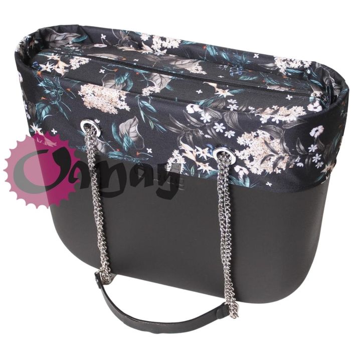 CZARNY organizer OBAG STANDARD +OPASKA konwalie beż 2 kieszenie OMAY