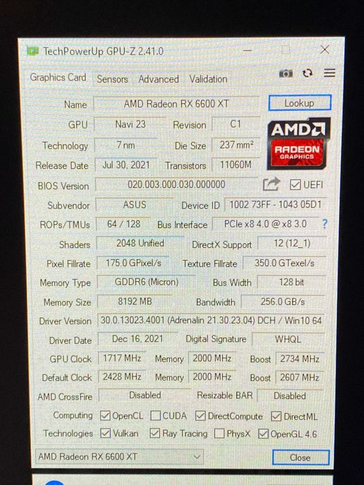ASUS ROG Strix Radeon RX 6600 XT OC Edition