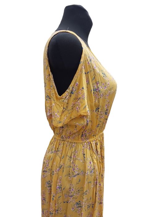 Sukienka damska letnia, kwiatki, żółta, rozmiar L/XL