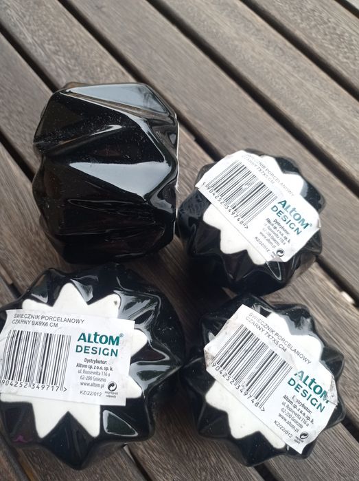 Zestaw świeczniki porcelanowe czarne