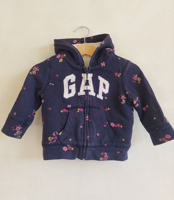 Ocieplana bluza dla dziewczynki GAP z kapturem  r. 68/74