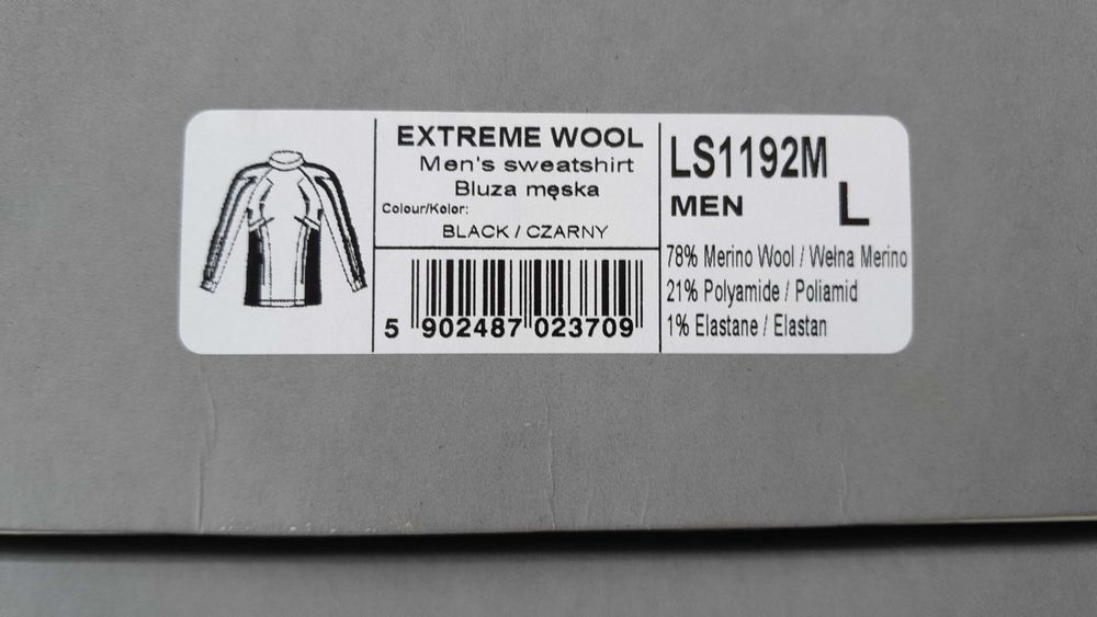 Bielizna termoaktywna męska długi rękaw Brubeck Extreme Wool czarny L