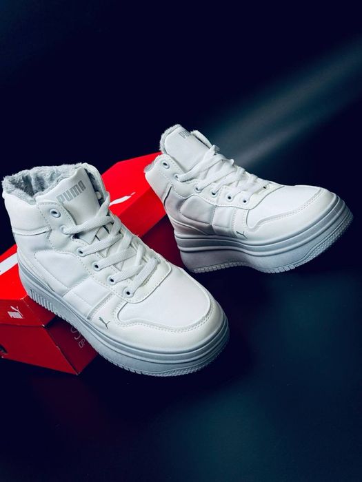 999 грн! Женские теплые хайтопы Puma/ кожаные зимние кроссовки Пума