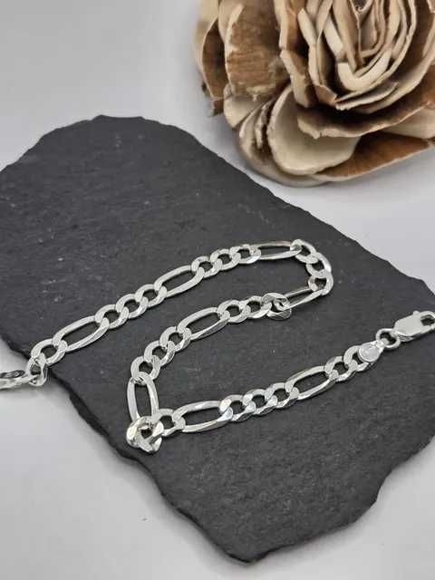 Srebrna Bransoletka Figaro Długość 21,5cm Próba 925