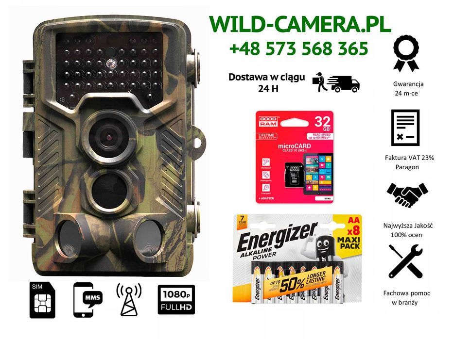 Fotopułapka SIM GSM SMS MMS 42IR 12MP FullHD Kamera leśna monitoring