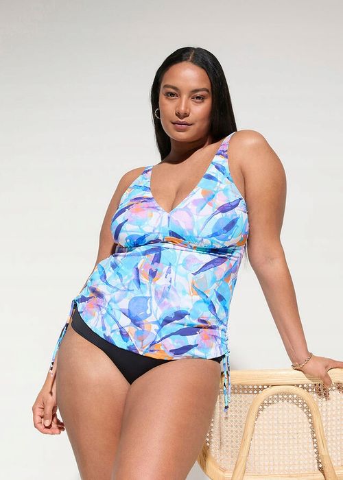 B.P.C tankini wielokolorowe we wzory z czarnymi figami r.44