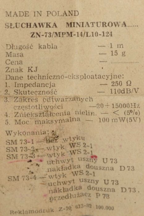 Słuchawka do zabytkowego radia antyk PRL sprawne
