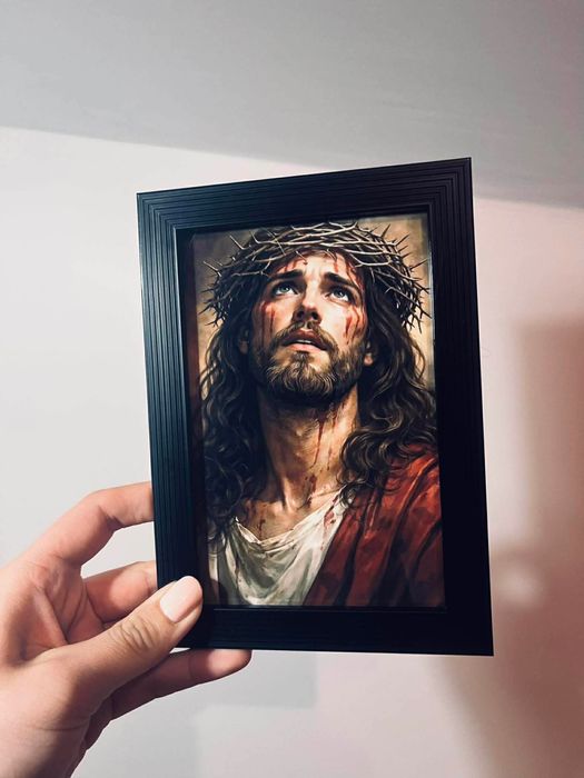 Piękny obrazek Jezus w koronie cierniowej obraz religijny