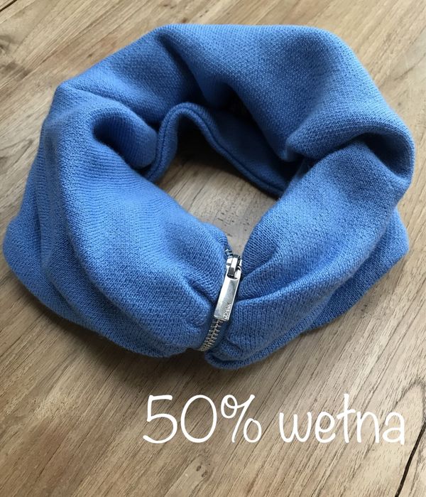 Komin szal Ochnik z wełną wool niebieski damski