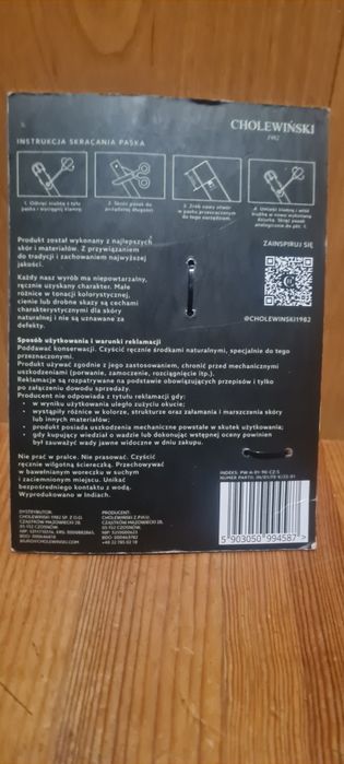 pasek ze skóry naturalnej firmy Cholewiński.  Nowy i do spodni
