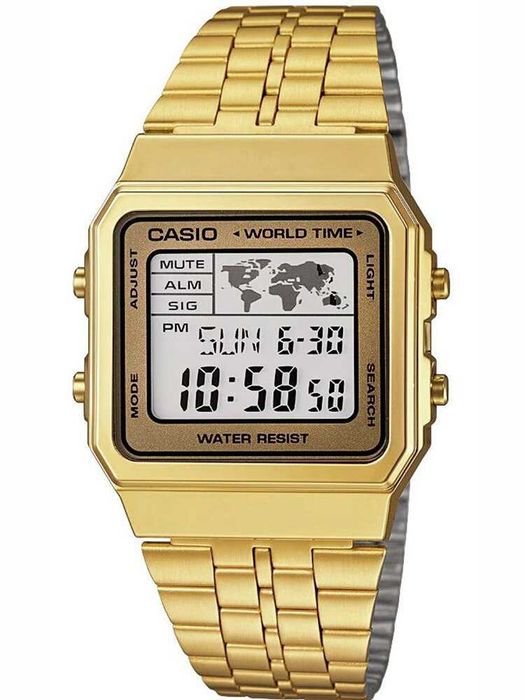 Casio Vintage Złoty Kultowy Styl Retro Zegarek Męski na bransolecie