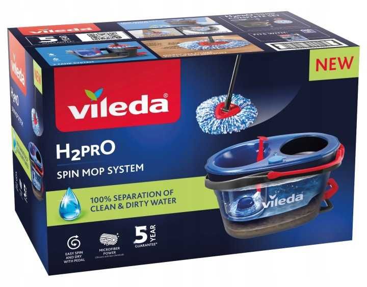 Vileda H2prO Obrotowy Mop Dwukomorowy Wiadro Pedał Nowy