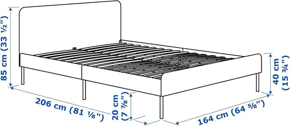SLATTUM Estrutura de cama estofada, 160x200 cm