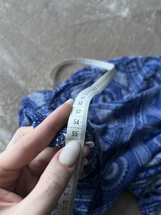 Letni, wakacyjny, wzorzysty, długi kombinezon, niebieski, lindex, M/L