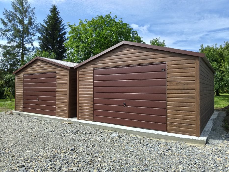 Garaze blaszaki 9x6 orzech mat  producent garazy