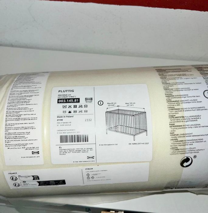Colchão novo cama bebé ainda na embalagem original  sem uso 60cm x 120cm