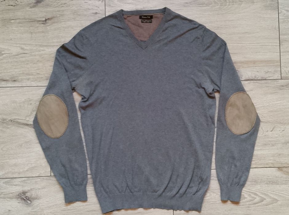 Джемпер светр Massimo Dutti чоловічий сірий колір бавовна-шовк-кашемір