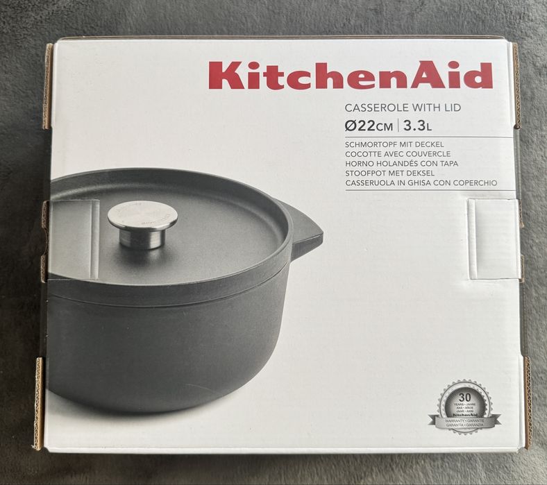 Kitchen Aid, garnek żeliwny, czarny. Nowy.
