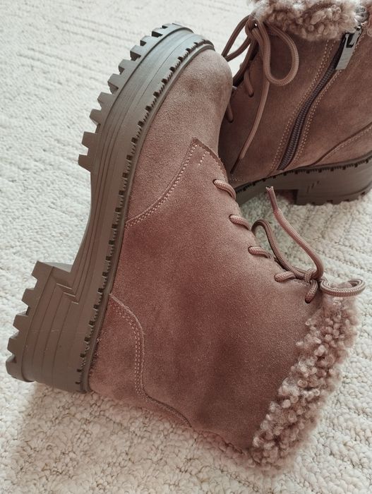 жіночі зимові черевики із натуральної замші  з утепленням овчина 36