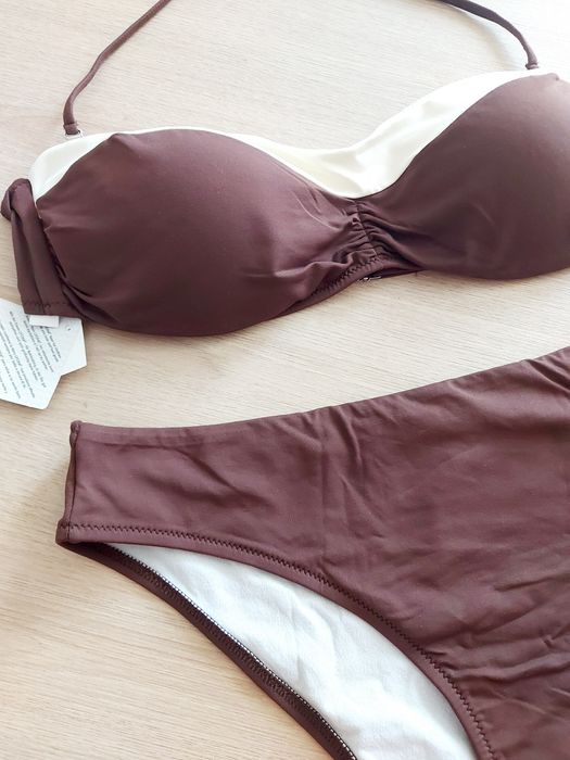 Biquini castanho e creme XXXL