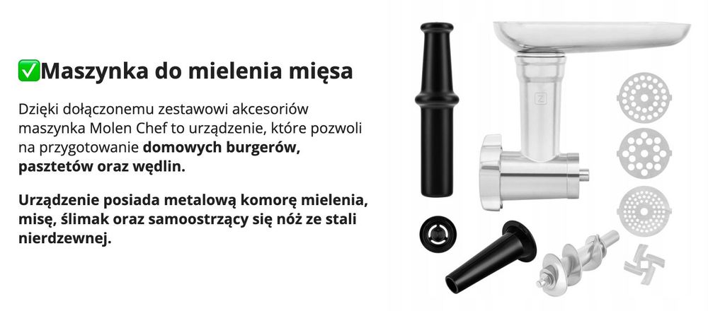 MASZYNKA DO MIELENIA Mięsa Szatkownica Zestaw 3KG/MIN 1900W