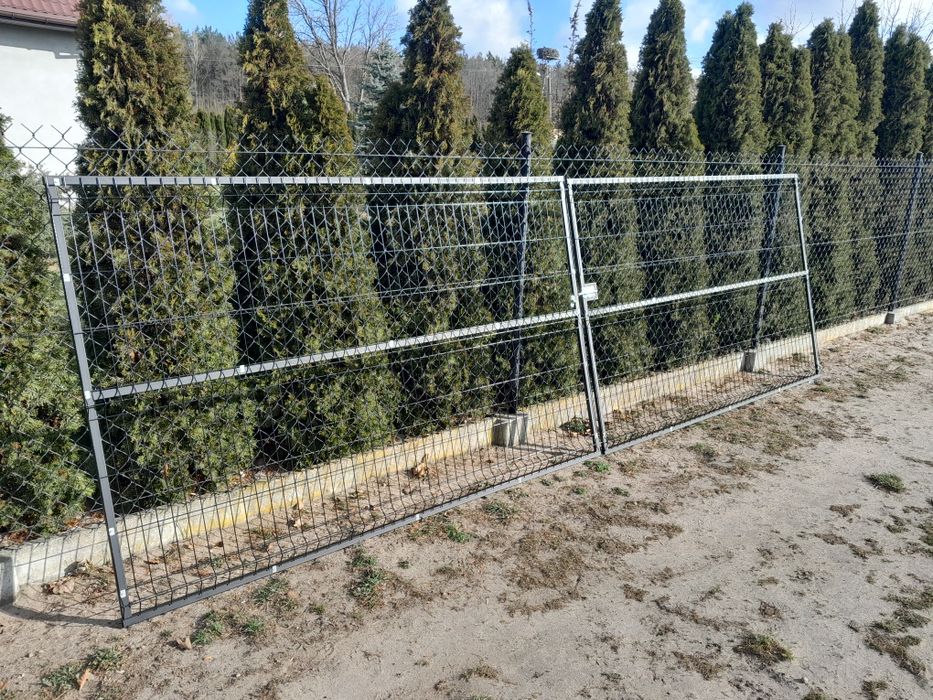 Brama Panelowa 3D Wjazdowa Gospodarcza 4mx1,60m Słupki Zawiasy Komplet