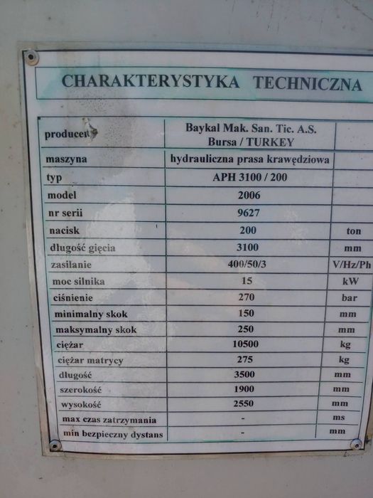 Prasa krawedziowa baykal haco amada