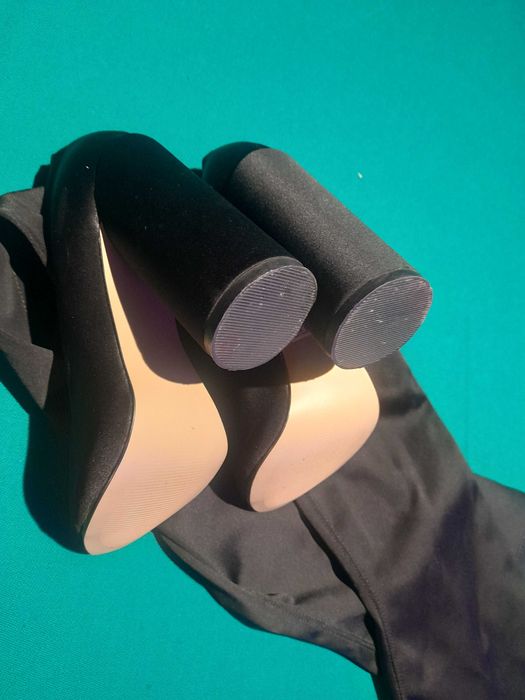 muszkieterki za kolano wesela disco nowe czarne elastyczne dopasowują