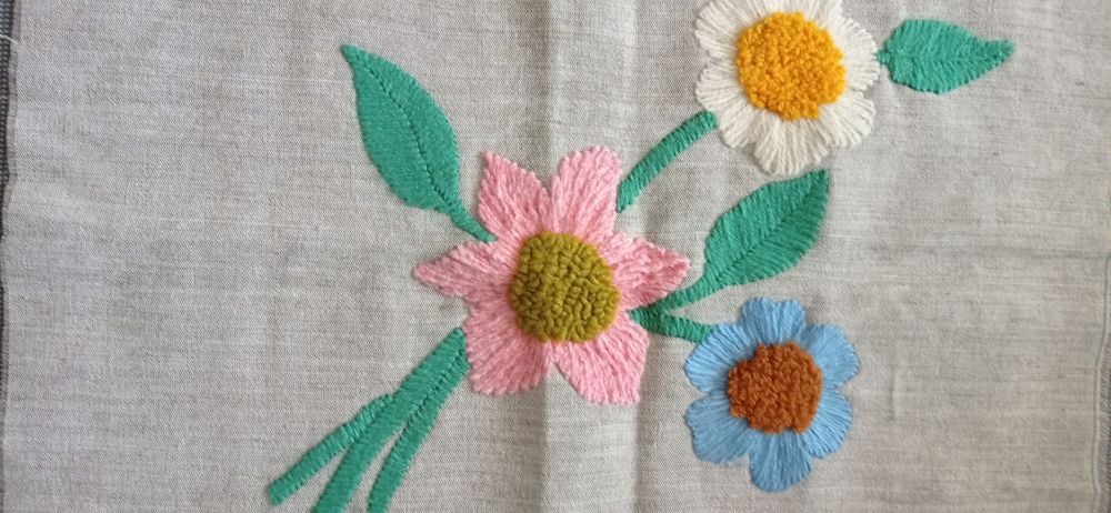 Serweta płótno wyszywane Vintage