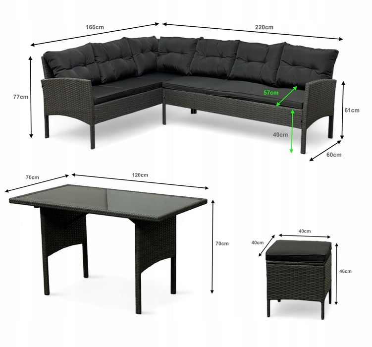 Nowe meble ogrodowe NAROŻNIK technorattan komplet wypoczynkowy TARAS