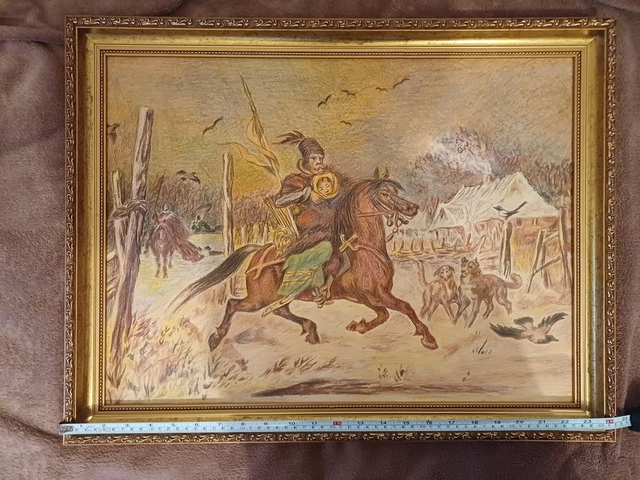 Obraz jeździec na koniu 48x62