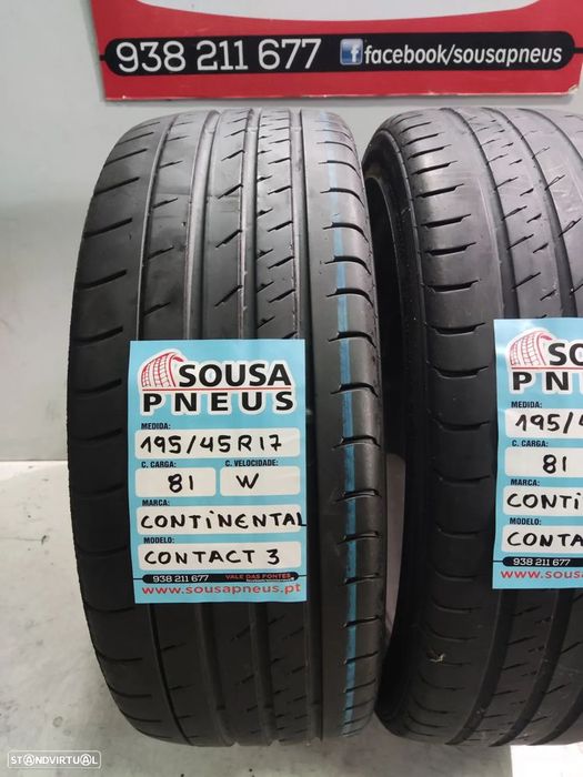 2 pneus semi novos 195-45r17 continental oferta dos portes 90 EUROS
