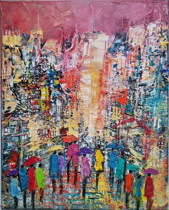 Obrazy olejne 30x24 gruba faktura farby RÓŻNE