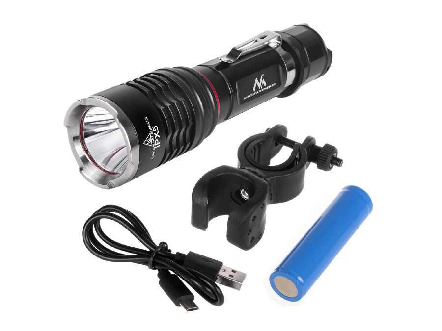 Lampa latarka rowerowa CREE 10W 800lm LED + uchwyt Maclean MCE220