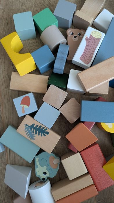 Drewniane klocki Wooden Blocks Smiki sorter 50 sztuk 12 m+