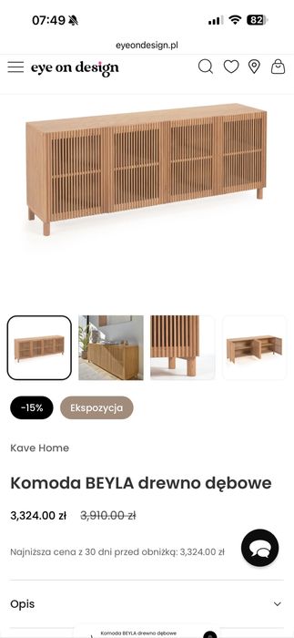 Komoda duża drewniana Ażurowe drzwiczki lamele